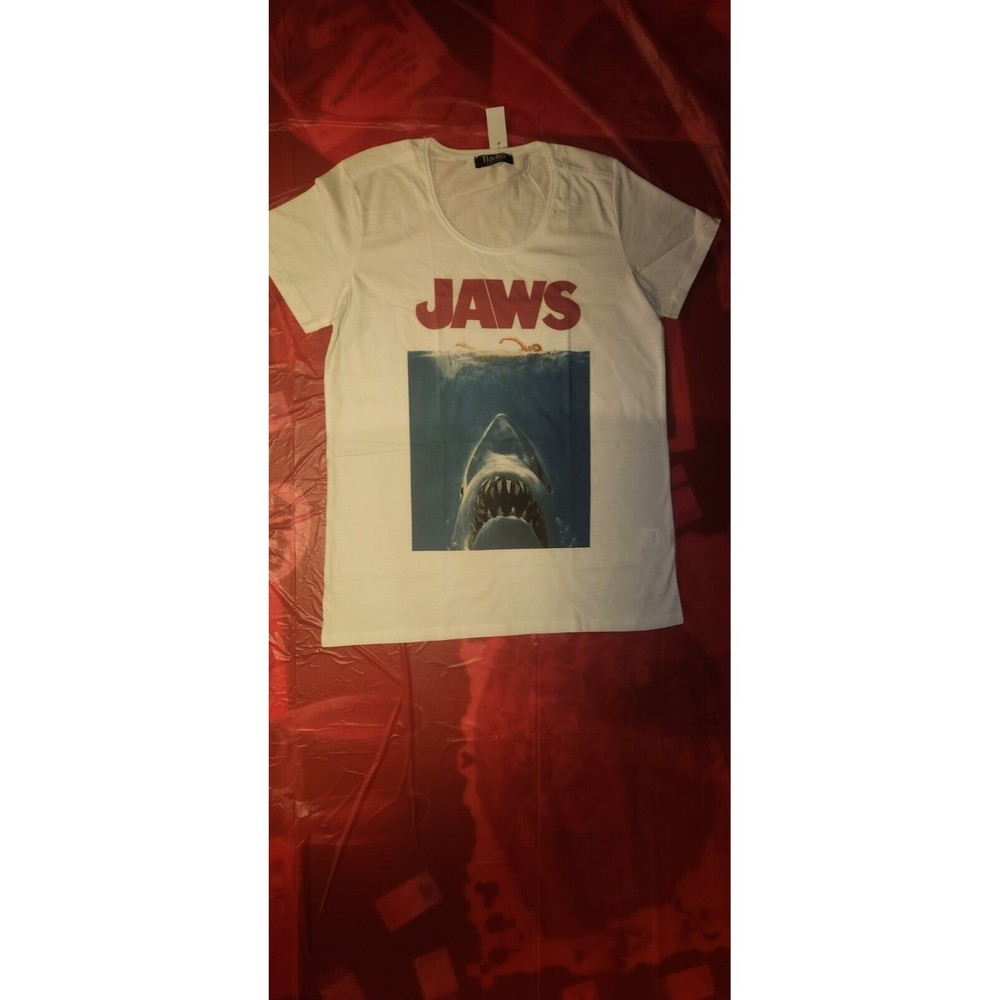 Jaws Movie Poster Graphic White T Shirt SZ Medium Brand: Tissho New